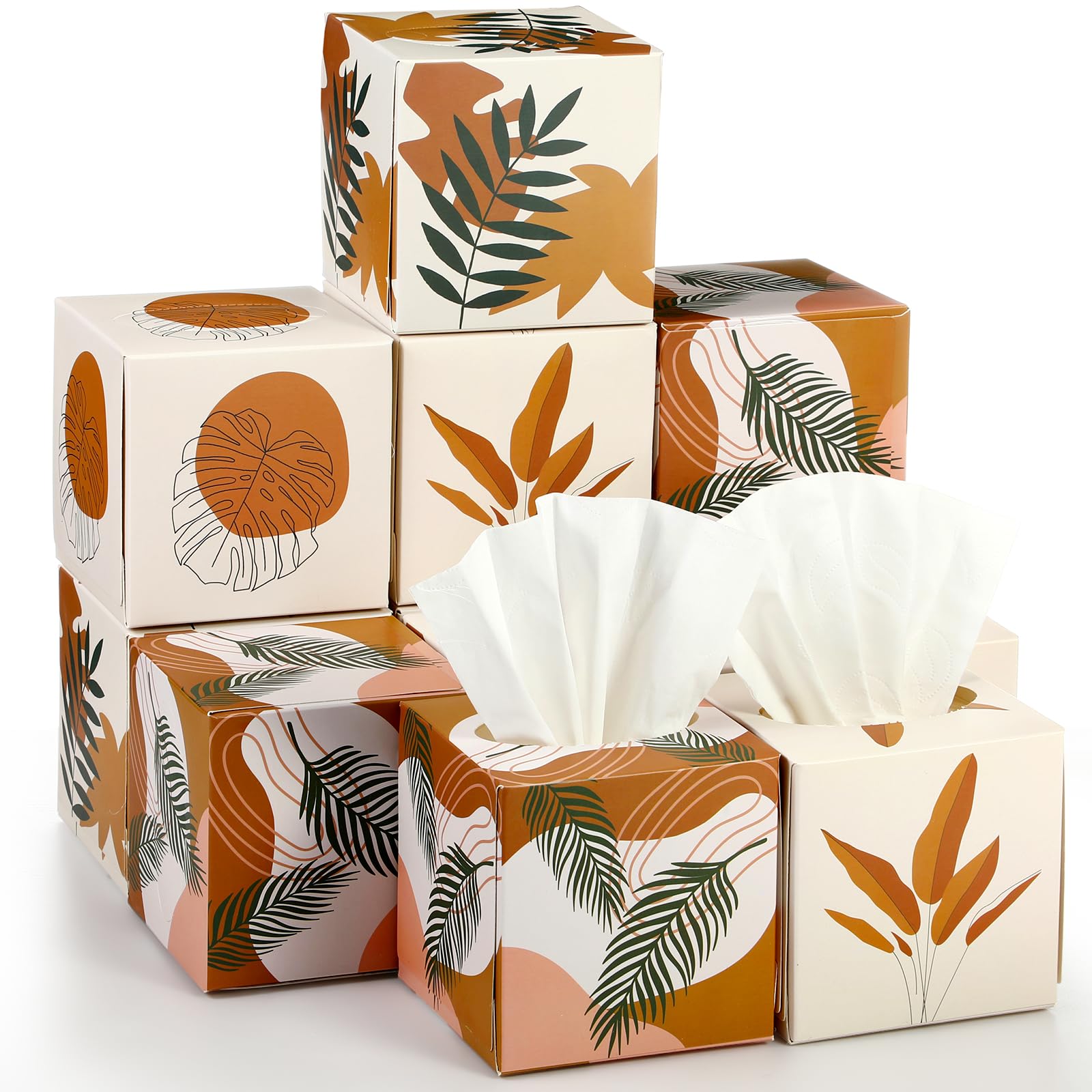 Fuyoooo 12 Pack Boho Facial Tissues 3 Ply Square Facial Tissues Cube Boxes for Back to School Supplies