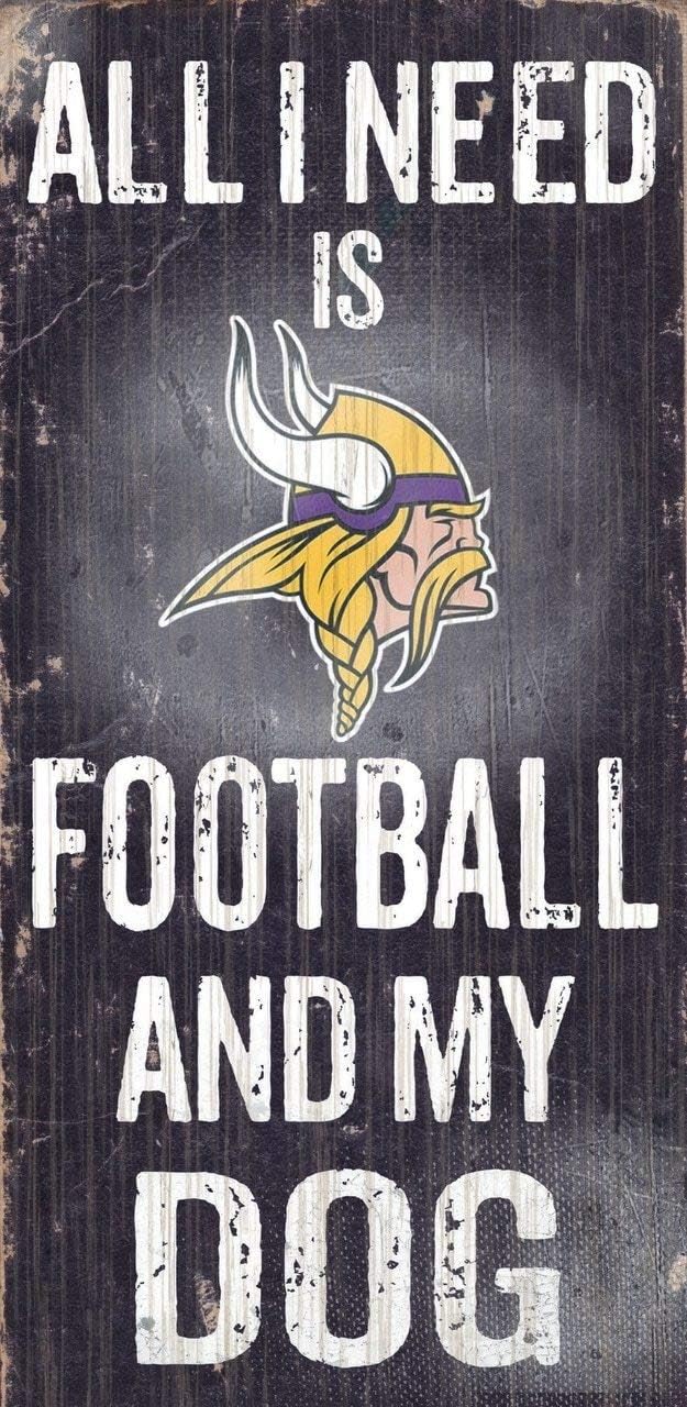 Fan Creations NFL Football and Dog Wood Sign, Minnesota Vikings, Multicoloured