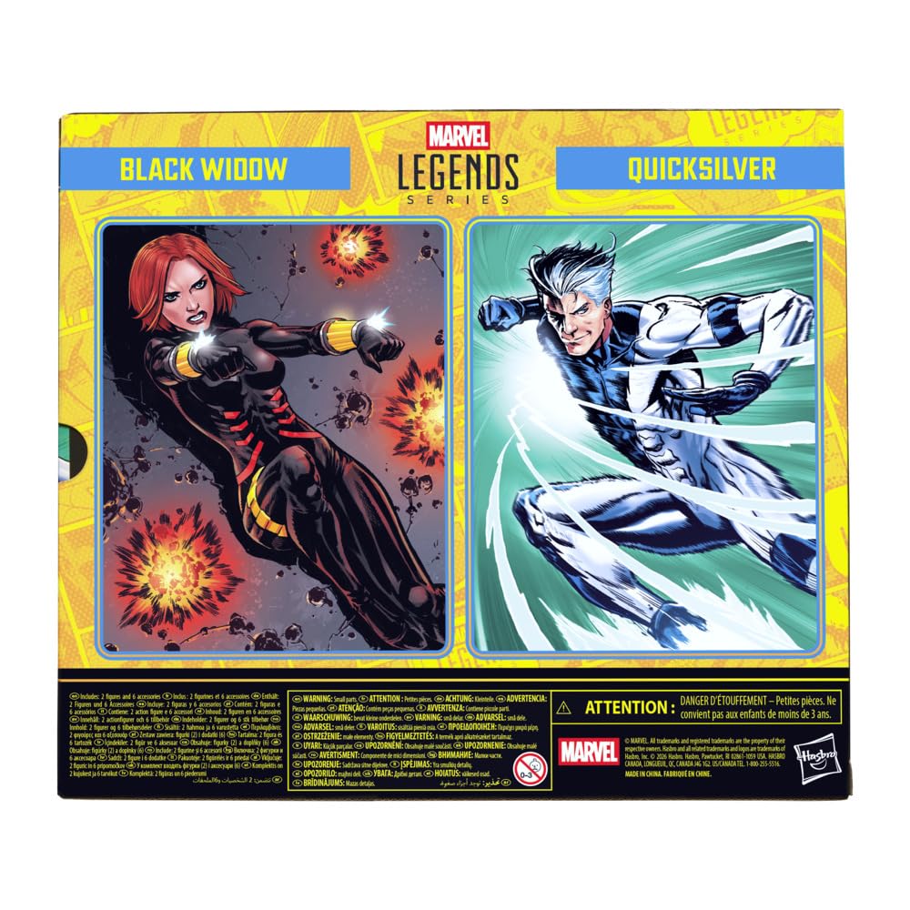 Marvel Legends Series, Black Widow y Quicksilver, Avengers: The Crossing, Figuras coleccionables de 15 cm inspiradas en los cómics