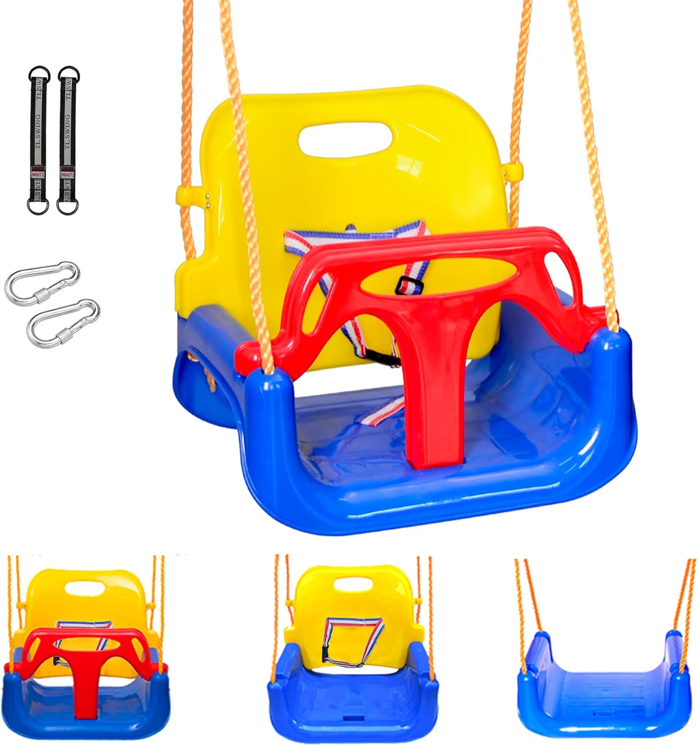 REDCAMP 3 in 1 Toddler Swing Seat for Outside Tree, Sturdy Secure Infants to Teens Outdoor Baby Seat for Swings Set Playground Inside