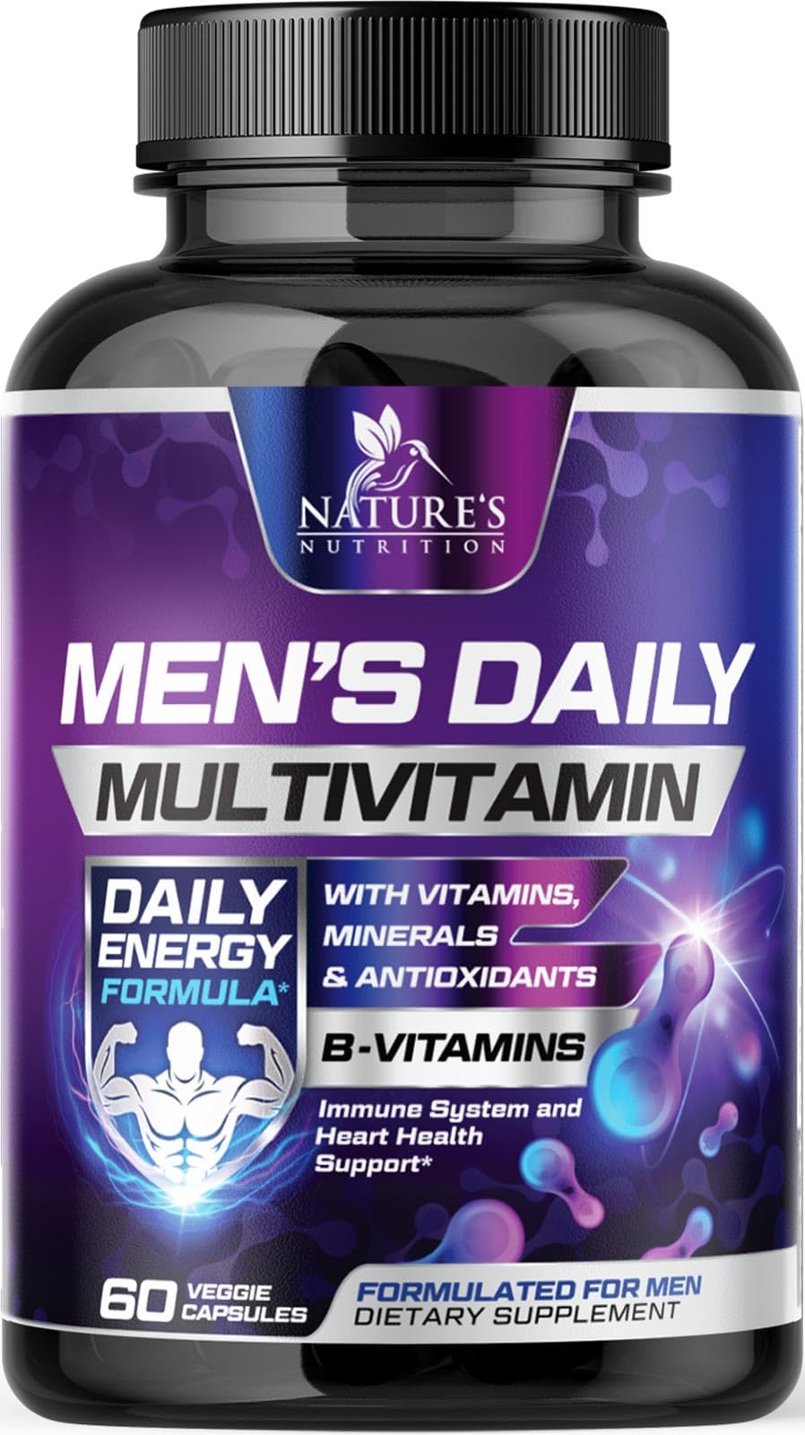 Multivitamin for Men - Once Daily Mens Multivitamins - Comprehensive Multi-Vitamin with Optimal Vitamin Bioavailability - Essential Vitamins A, C, D, E, & Zinc Formula - Bottled in USA - 60 Capsules 60 Count (Pack of 1)