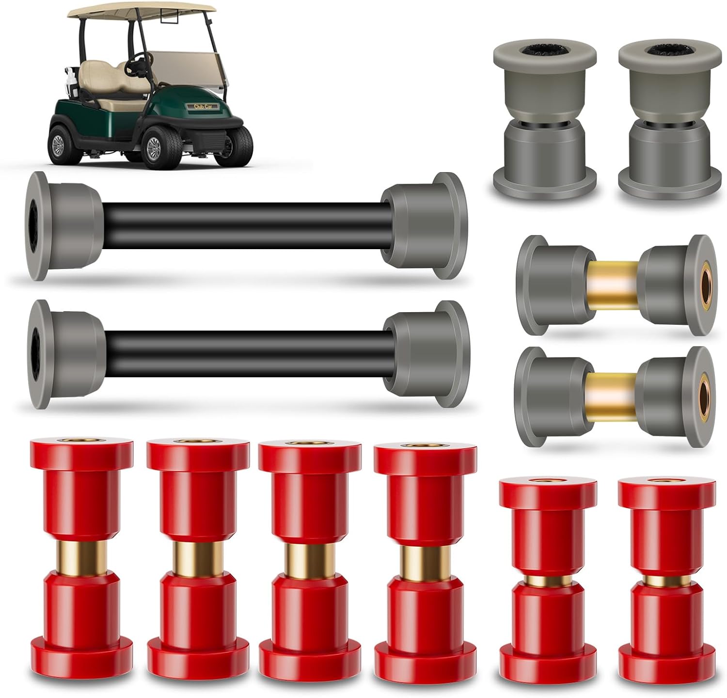 Club Car Precedent Bushing Kit, Polyurethane Bushings and Sleeve Kit for 2004-Up Golf Cart .Replace OEM# 102506601, 102506401, 102956201