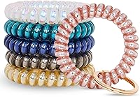 Vista 11 de BIHRTC 6 piezas de pulseras en espiral para muñeca, llaveros elásticos, bobinas, pulseras de llavero de plástico con resorte flexible, pulseras