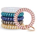 BIHRTC 6pcs Wrist Coil Keychain Car Key Holder Key Ring Bracelet Plastic Spiral Spring Flexible Stretchable Wrist Band Wristlet Key Chain Sauna Accessories for Sauna Gym Pool Outdoor Sports Activity