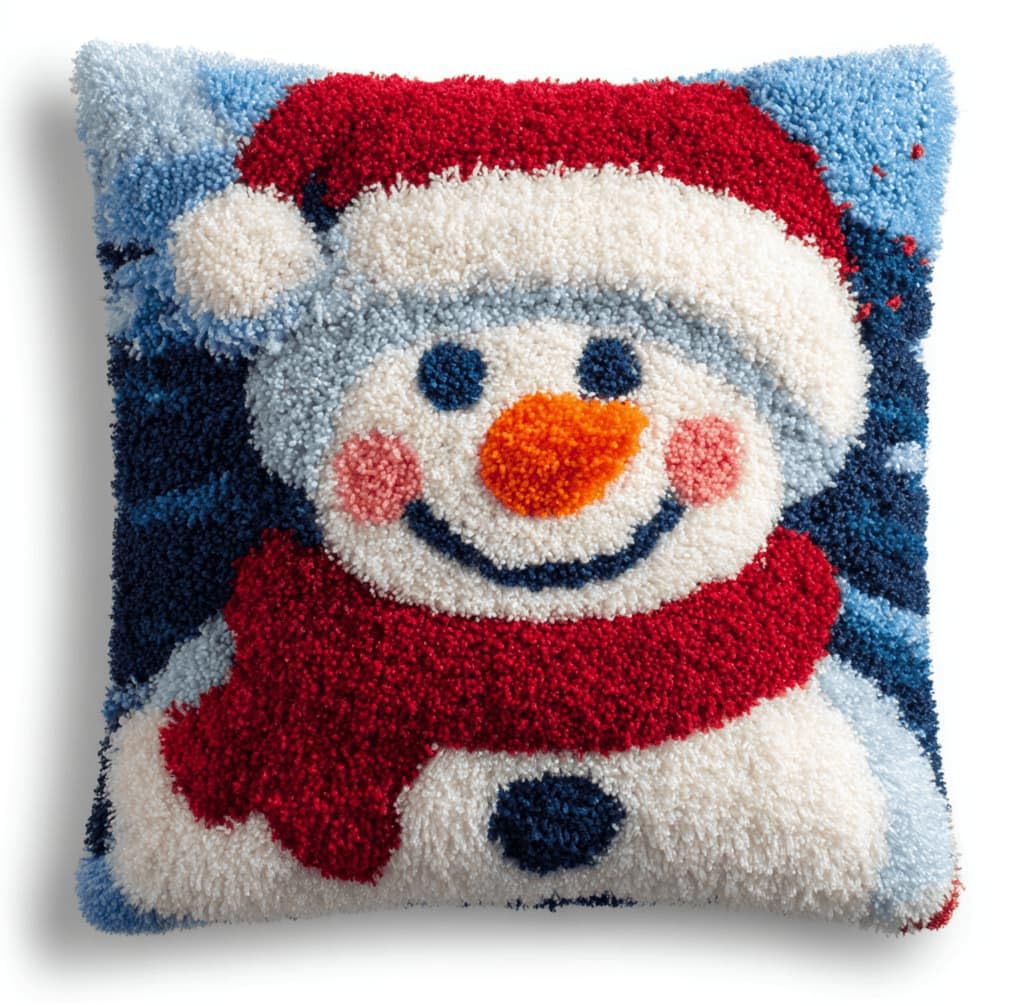 Kitquiver Decor Latch Hook Cushion Kit,Snowman DIY Pillow Cover 43X43Cm