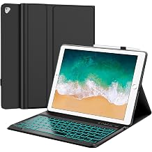 Backlit Keyboard Case for iPad Pro 12.9'' 2017/2015 | UK Layout Keyboard for iPad Pro 12.9'' 2nd/ Pro 12.9 1st Gen, Detachable Bluetooth Backlight Keypad, Black