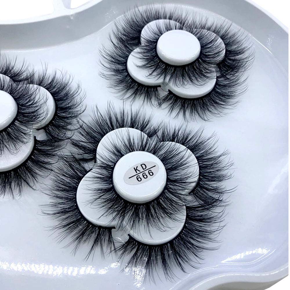 AMSDCN 9 pairs Natural Long False Eyelashes 25mm 5d Mink Eyelashes Thick Full Strip Lashes Luxury Makeup Dramatic Lashes 3D Mink Lashes (KD-666)