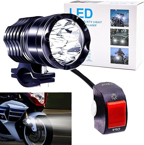 Ourbest Luz de motocicleta, 12 V 24 V alto/bajo/estroboscópico motocicleta auxiliares luces ATV UTV Bicicletas Dirt Bike Led niebla luces con