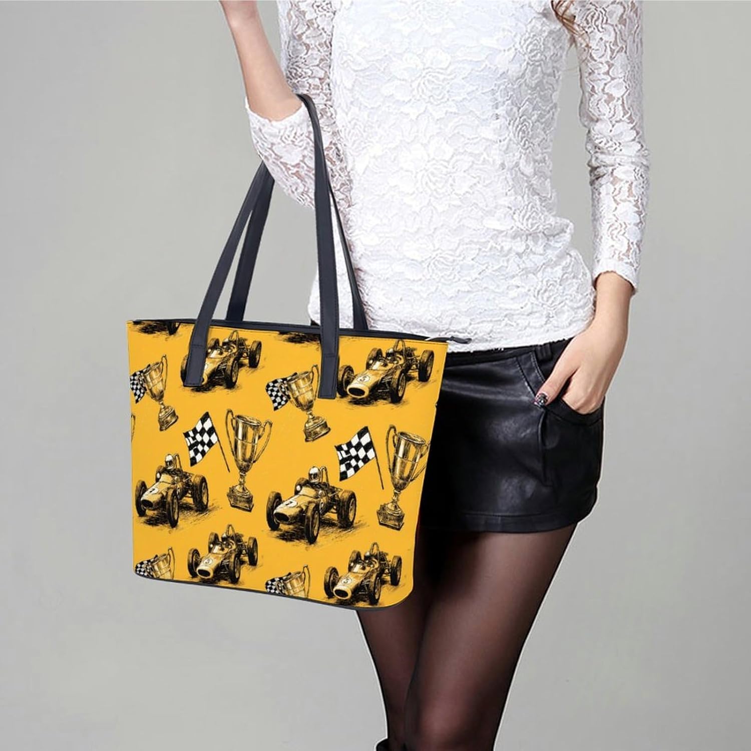 Racing Car Pattern Women's Satchel Handbags Tote Shoulder Bag Purses for Travel Shopping Work