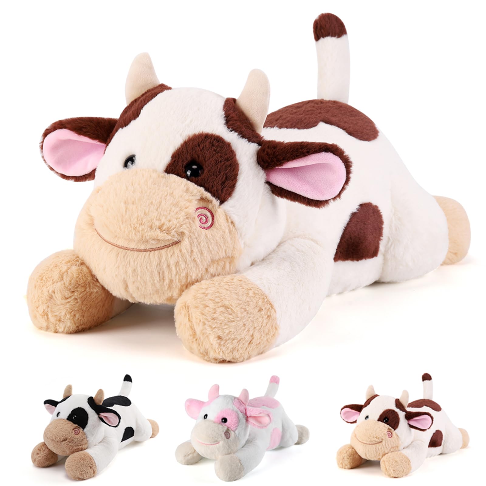 gnomantic Cow Weighted Stuffed Animals, Plush Pillow for Kids
