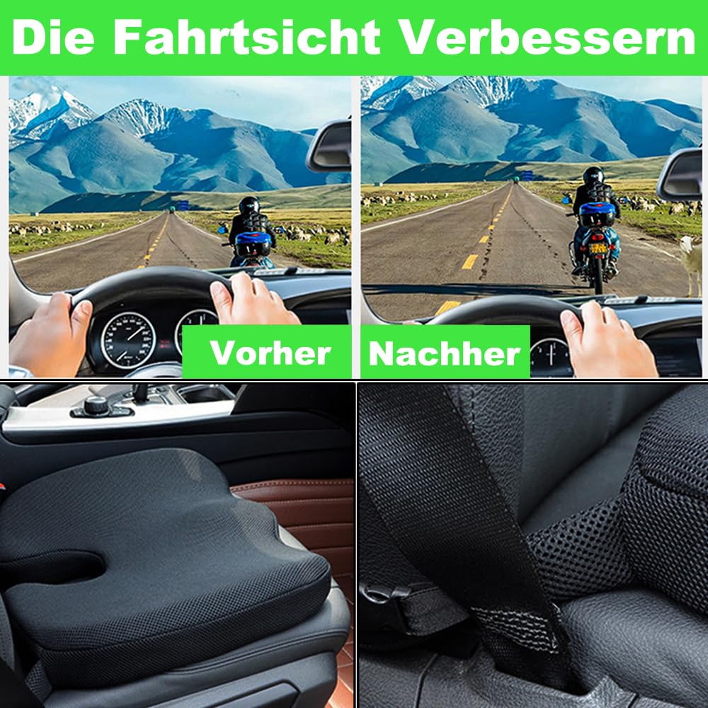 Memory Schaum Orthopädisches Sitzkissen Auto, Ergonomisches Autositzkissen Fahrersitz, Sitzauflage Auto Vordersitze Sitzerhöhung für Autositze