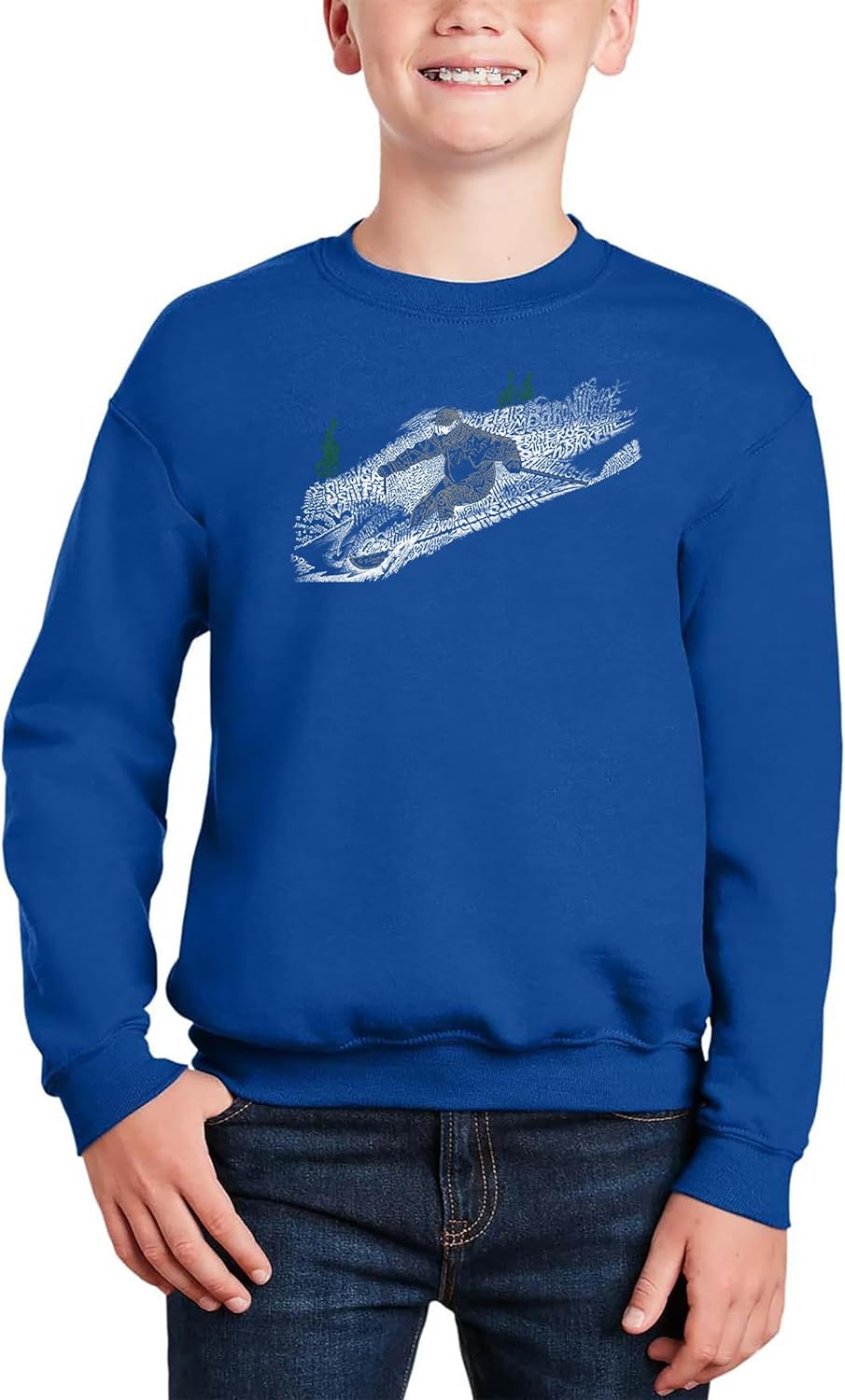 Ski - Boy's Word Art Crewneck Sweatshirt