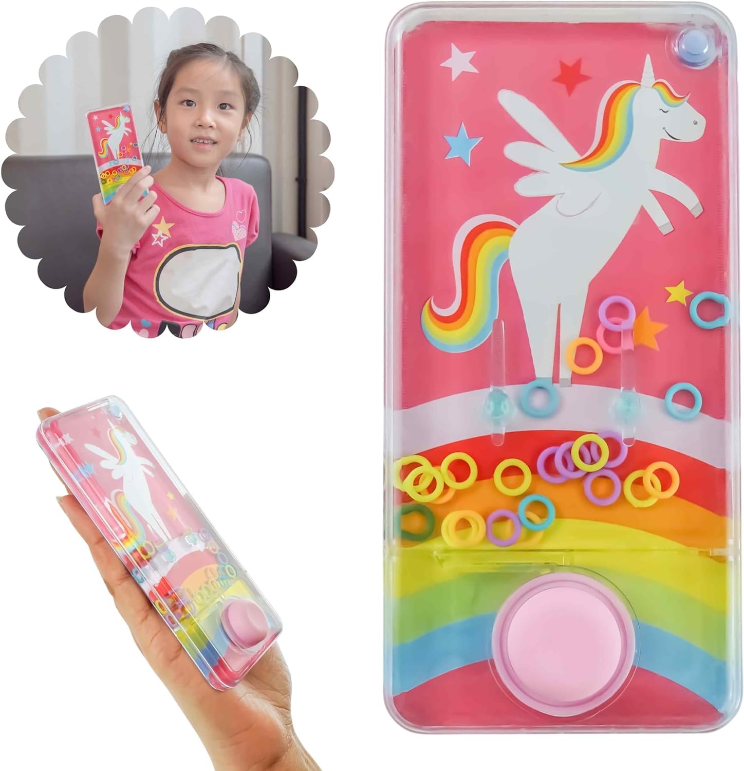 Star Ocean Handheld Water Ring Toss Game 14cm, Retro Aqua Toy Console for Kids Stress Relief Travel Game