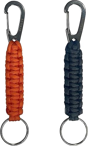Miniatura 8 de KUDAAL Llavero Paracord con mosquetón, llavero trenzado con anillo de utilidad y clip de boca ampliado para acampar al aire libre, senderismo,