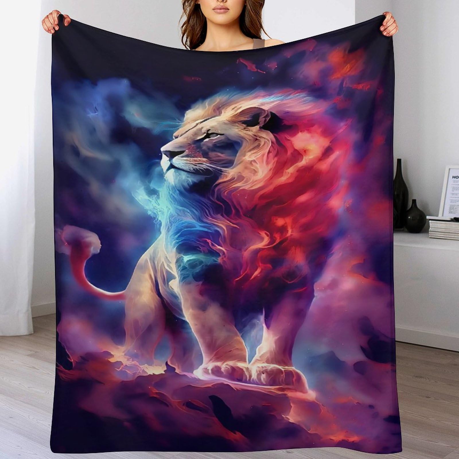 Couverture lion en peluche souple lit et canape 180x200cm
