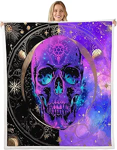 Erosebridal Sugar Skull Blanket Goth Skeleton Throw Blanket 40