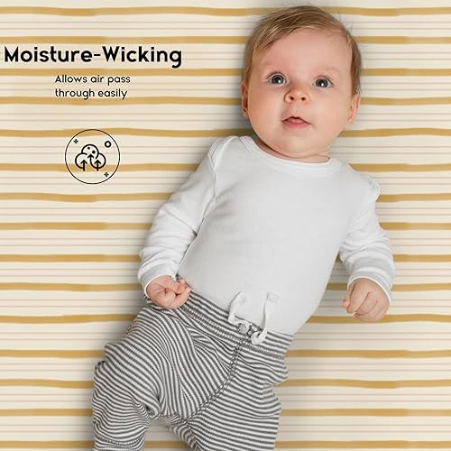 Miniatura 59 de Yoofoss Sábanas para cuna de bebé para niños y niñas, paquete de 2 sábanas bajeras para cuna estándar y colchón de niño pequeño, sábana de Panda