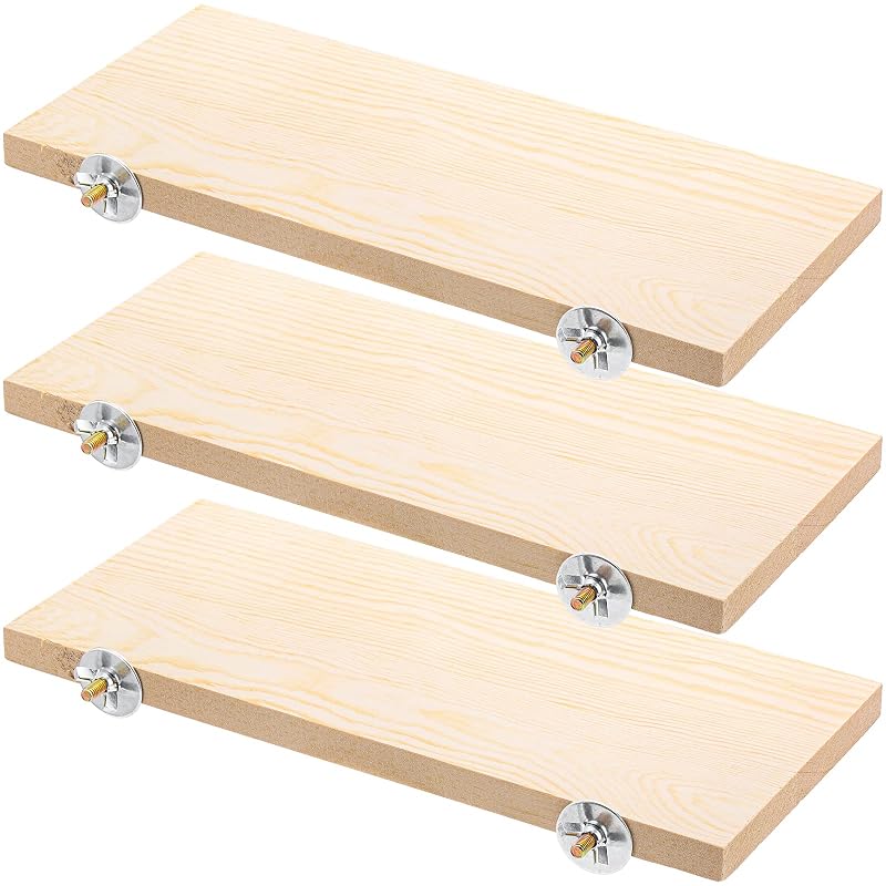 Poleiro de Madeira Natural para Aves Okllen, Plataforma para Gaiola, 3 Unidades