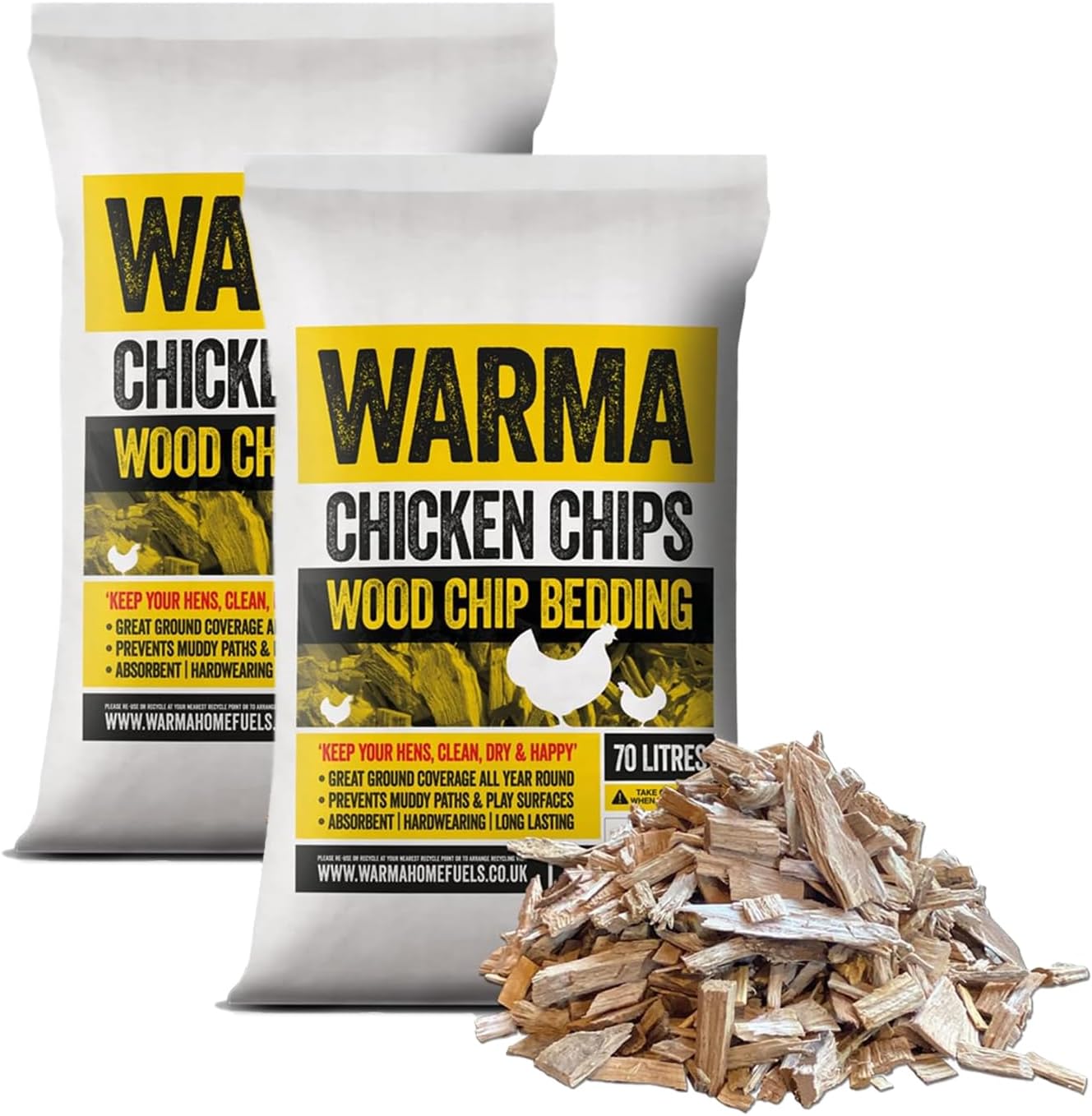 Warma 140L Premium Chicken Wood Chips Hardwood Chippings Poultry