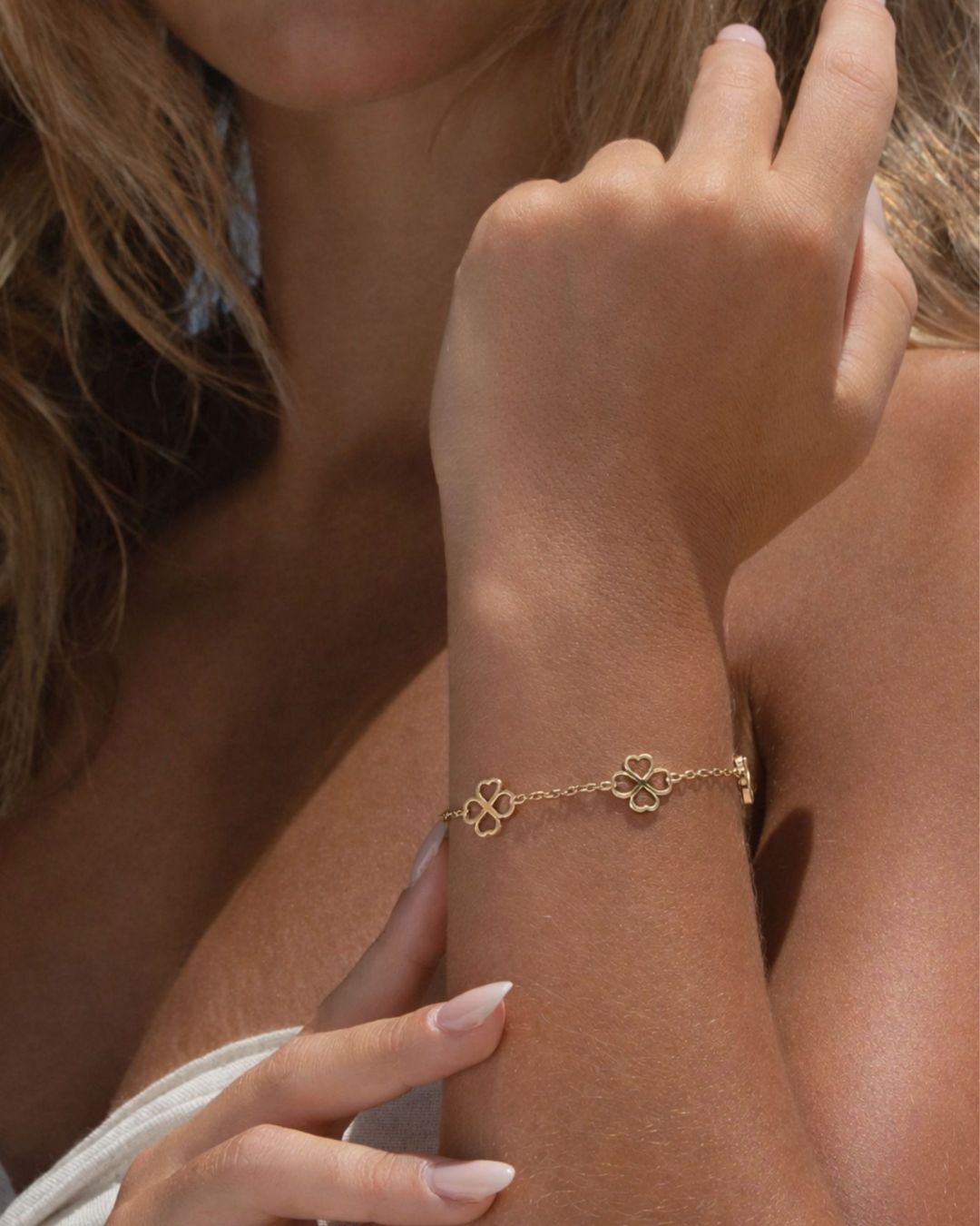 Bracelet Argenté Trèfle à 4 Feuilles, 20 Cm, Porte-bonheur - Neuf Sans Emballage, Style Fantaisie
