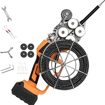 Automatic Wire Stringing Machine, Electrician Pulling Wire Hidden Pipe Threader Lithium Battery Puller Through Wall Electrical Threading Machine for Home OutdoorsSizeTwo Electric 30 metres