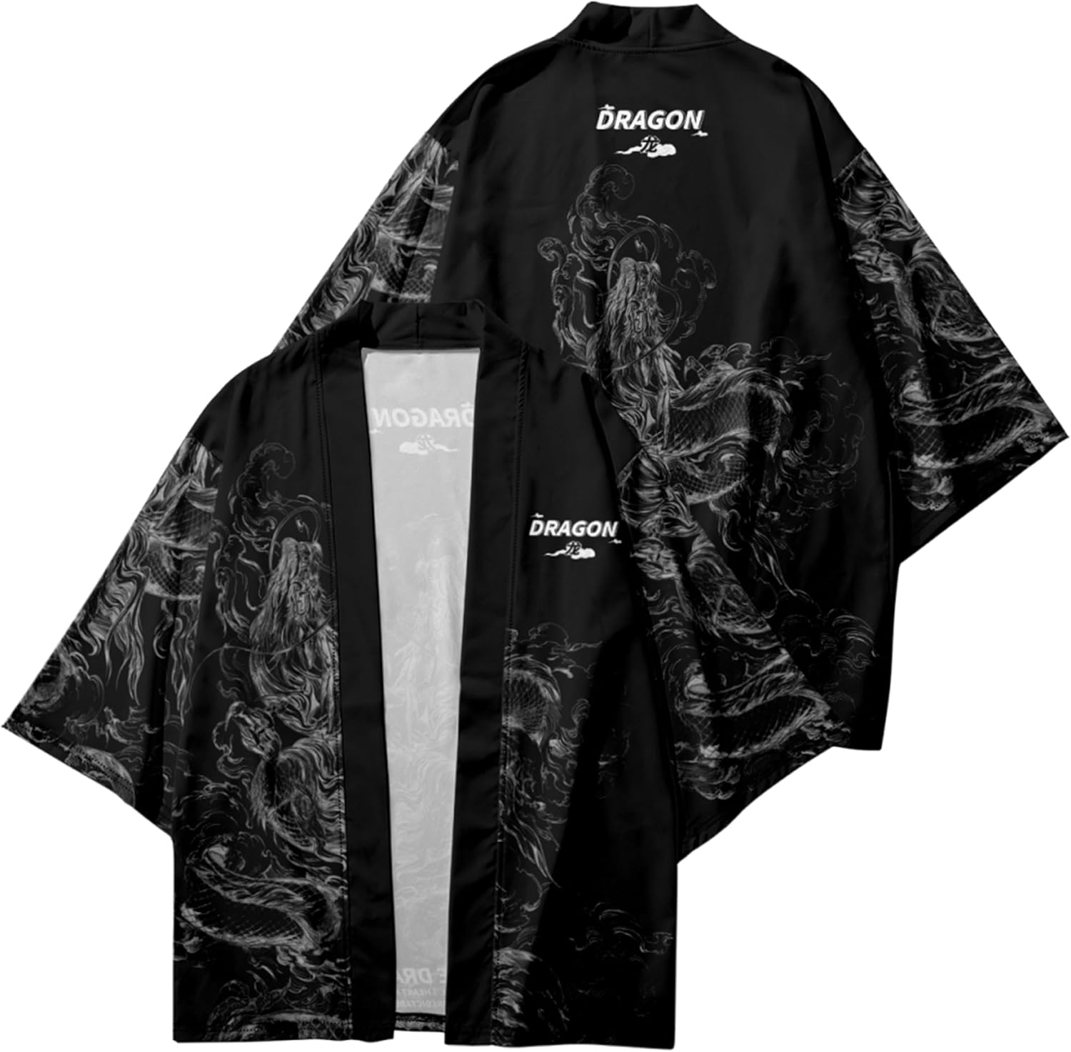 DOSLAVIDA Men's Japanese Kimono Jacket Set Stylish Open Front Coat With Shorts Chinese Style Printed Cardigan Suit