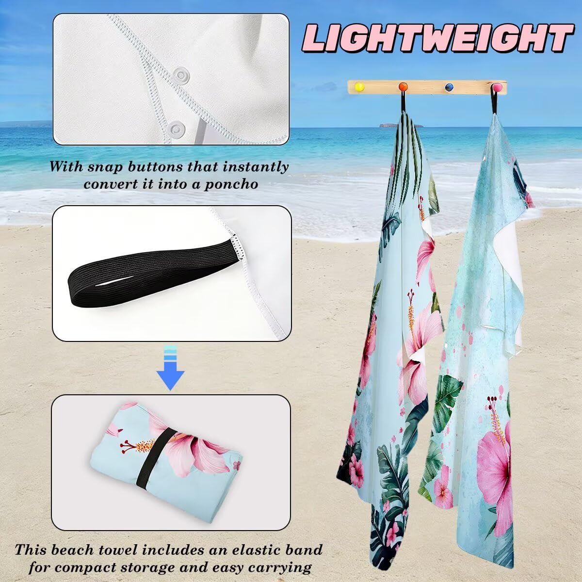 Ręcznik plażowy 90 x 180 cm, ręcznik gimnastyczny z mikrofibry szybkoschnący, zestaw 2 ręczników plażowych, lekki kompaktowy ręcznik z mikrofibry duży do podróży, prezent dla mężczyzn prezent dla