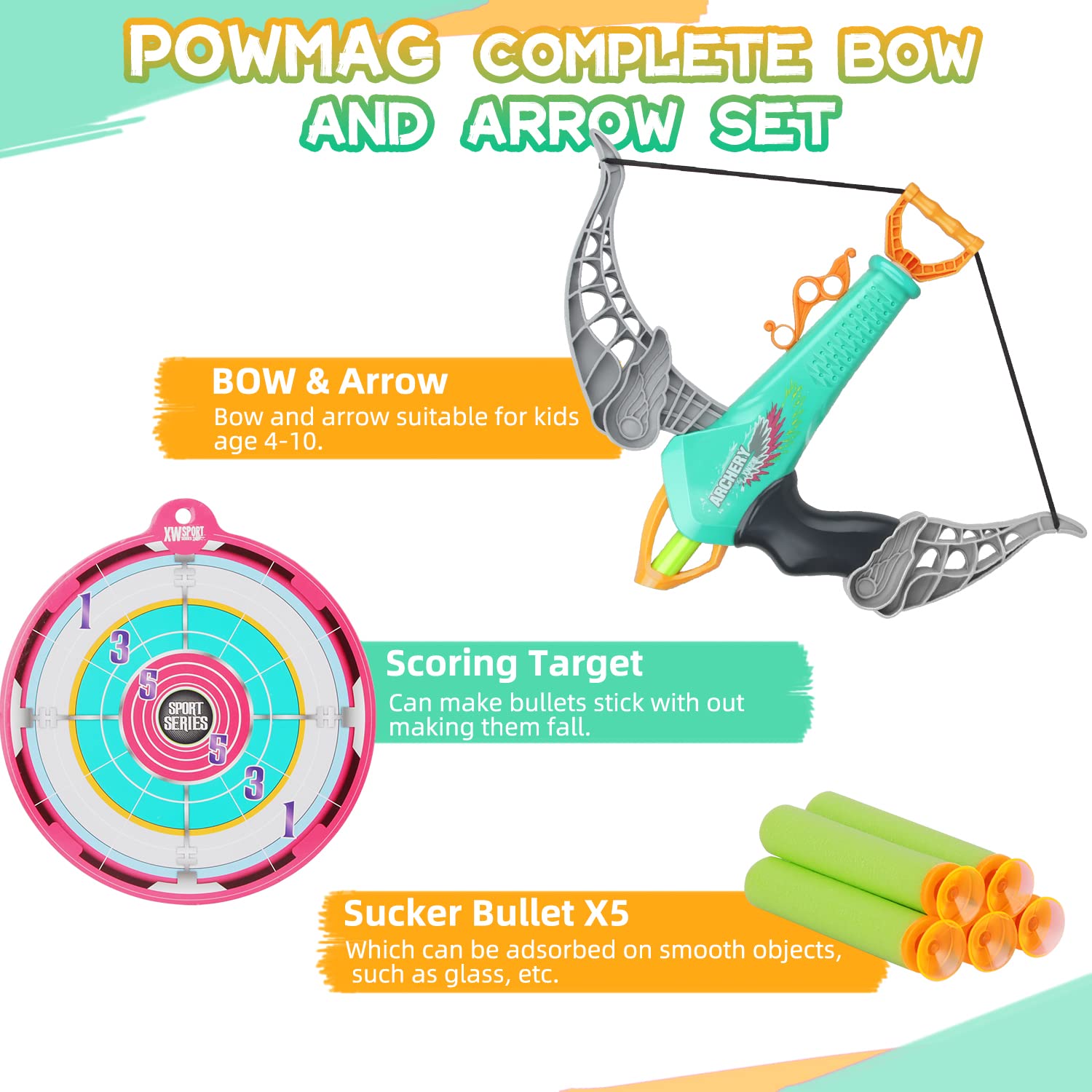 Pfeil Und Bogen Set Für Kinder - Bogenschießen Spielzeug Mit Saugnapfpfeilen