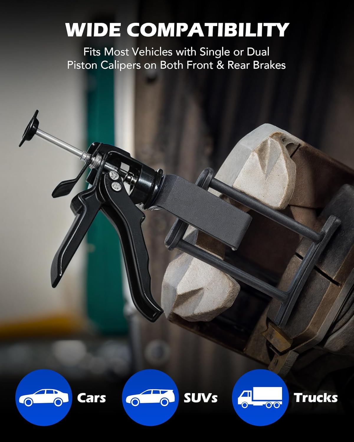 Orion Motor Tech Dual Piston Brake Caliper Compressor, Heavy Duty Brake Piston Compressor Tool for Brake Pad Replacement, Disc Brake Caliper Tool Compatible with Most Cars & Trucks, Black