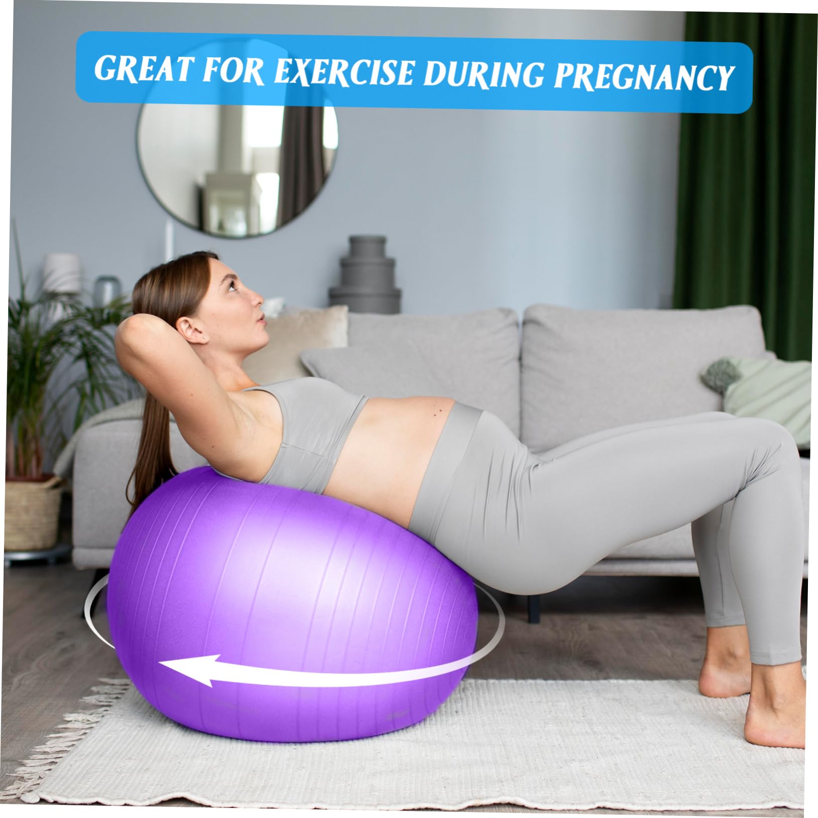ibasenice Lila Yoga Ball Gymnastikball aus PVC mit Pumpe für Übungen