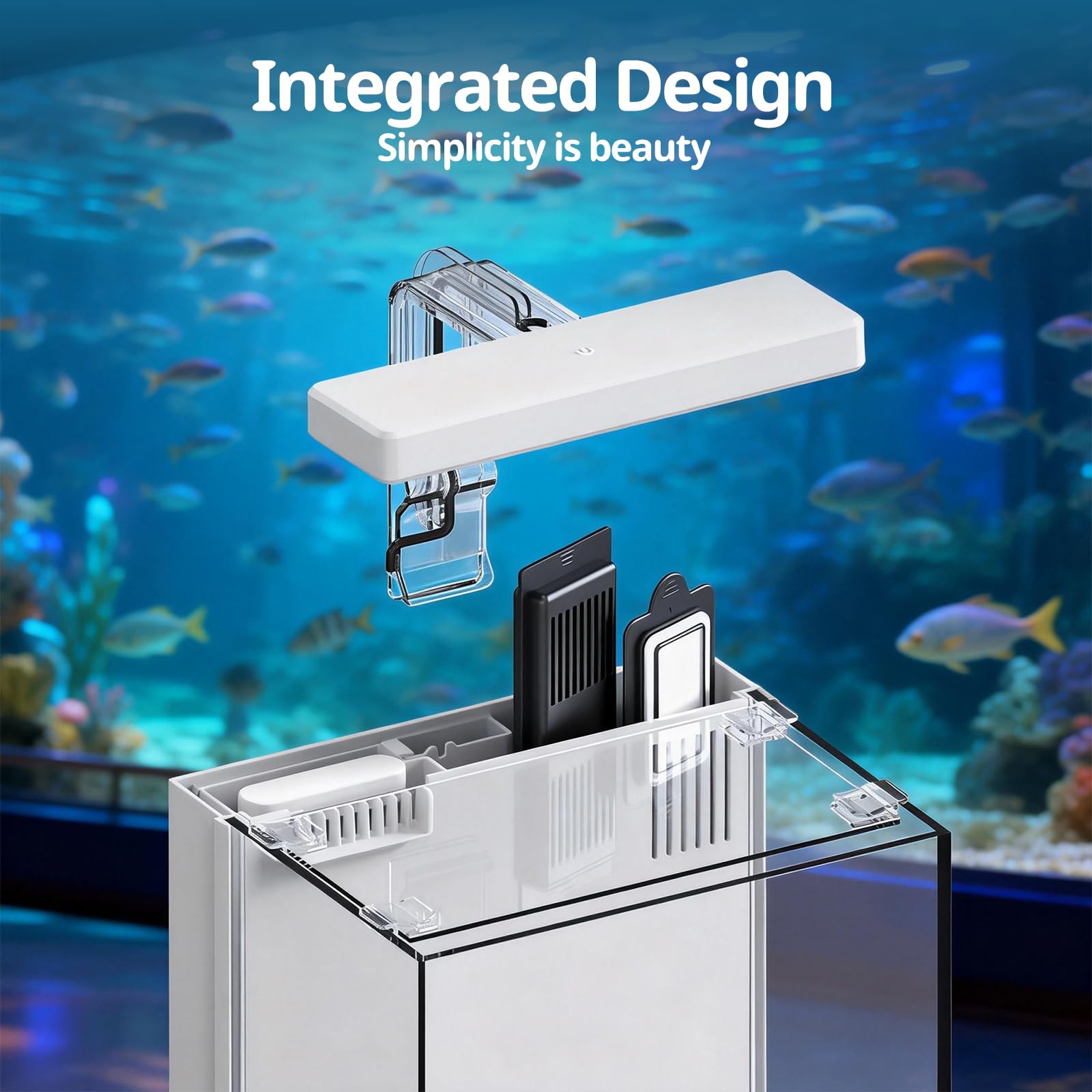 Betta-Fischbecken mit Filter und LED, selbstreinigendes Aquarium-Set, leise Pumpe und Multi-Filtration, einfacher Wasserwechsel, Fischtank für Anfänger, Geschenke für Kinder, Teenager, Jungen, Weiß, 2