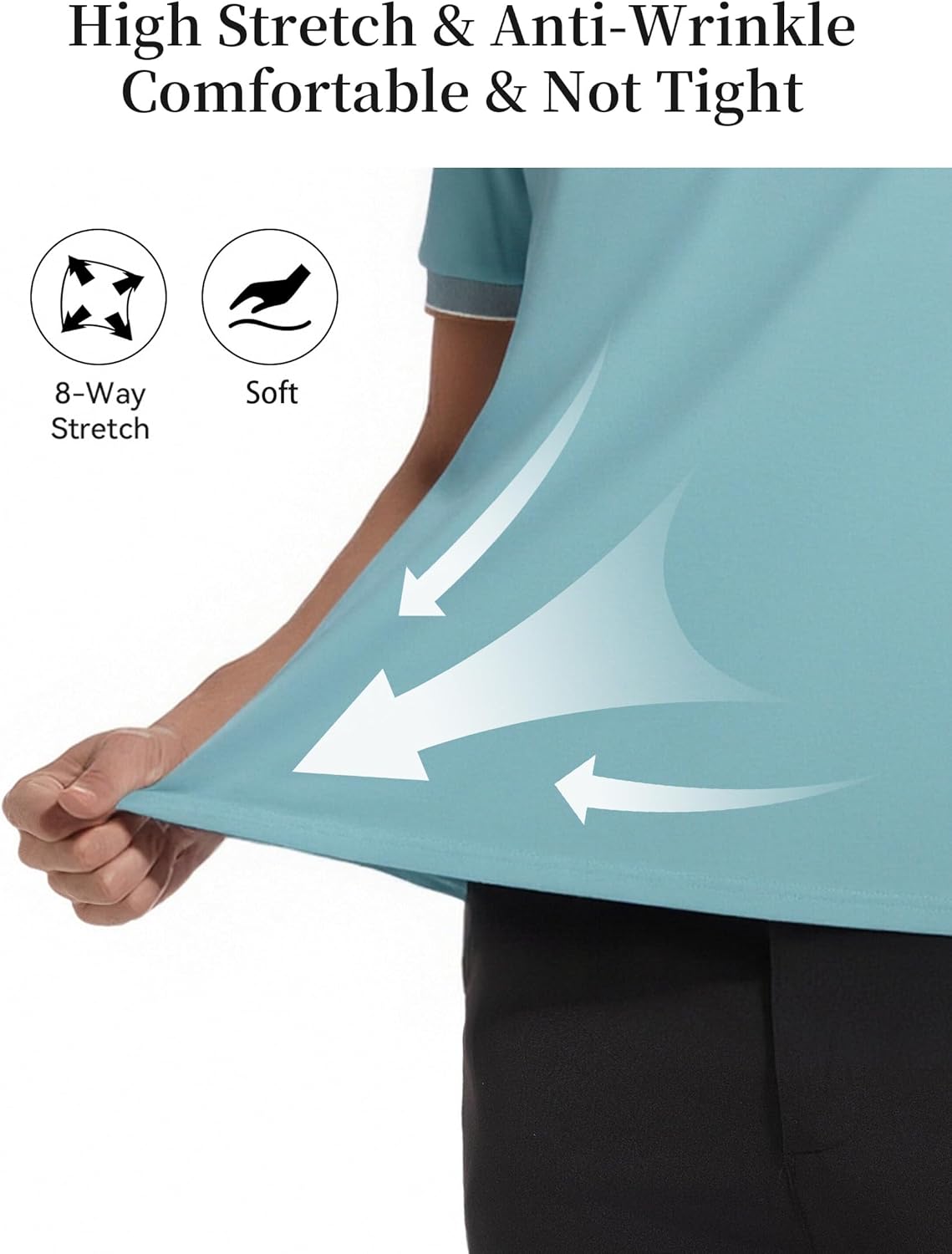 Esabel.C Men's Pique Golf Shirts Short Sleeve Moisture Wicking Stretch Performance Business Casual Polo Shirts for Men - Image 6