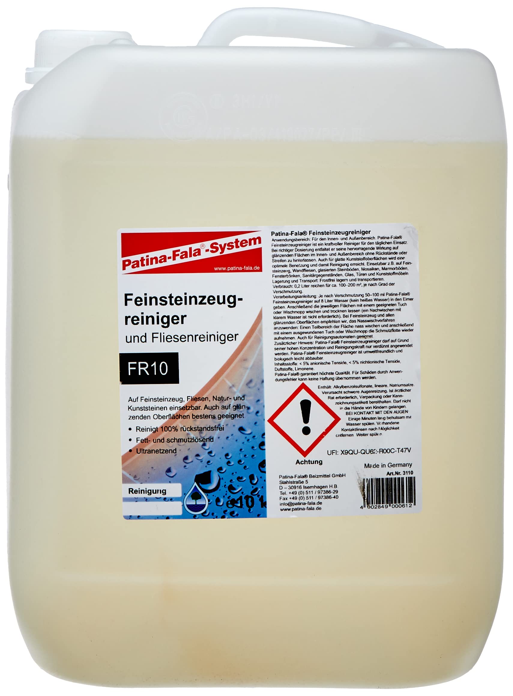 Pátina-Fala baldosas de limpiador y azulejos purifcador, 10 L, FR10