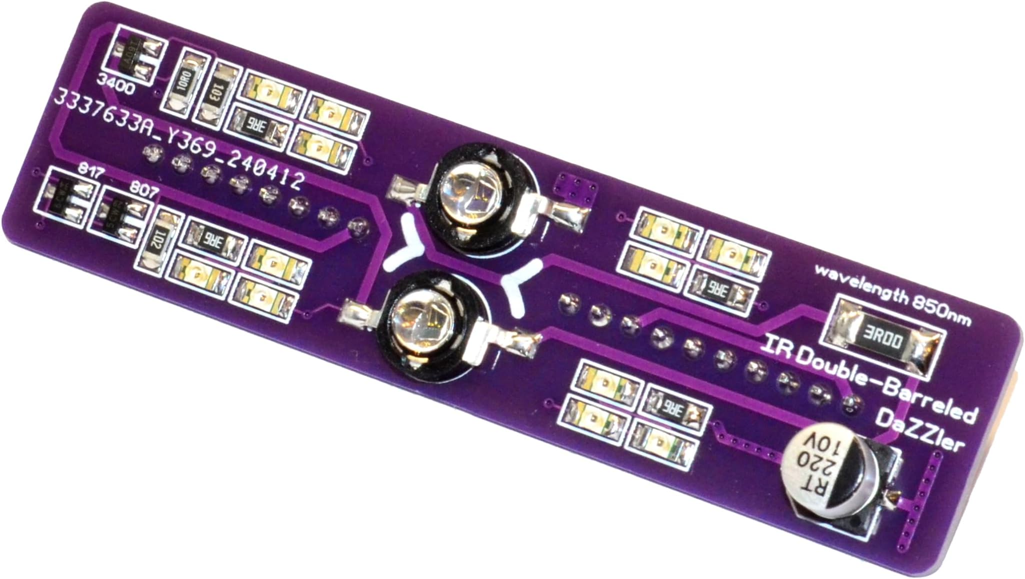 Double Barreled IR LED Blaster Dazzler 850nm Competible with Flipper Zero, Purple