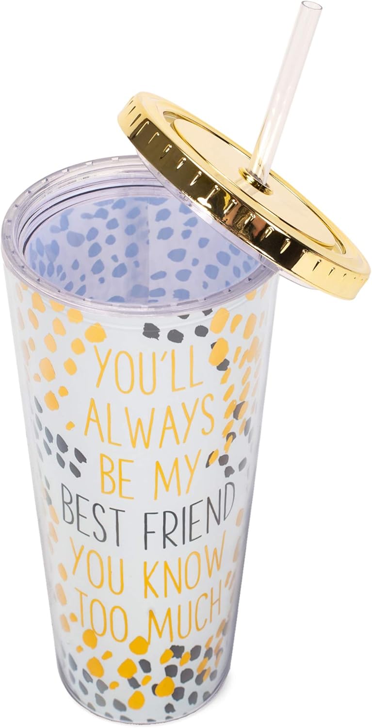 Mary Square Always Be My Best Friend Know Too Much 24 ounce Acrylic Travel Tumbler with Straw - Image 7