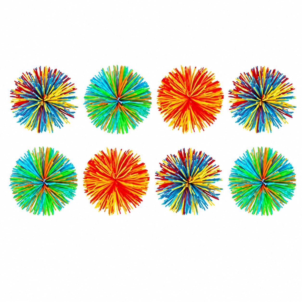 8-Piece Rainbow Stringy Sensory Balls, 6cm Stretchy Fidget Toys
