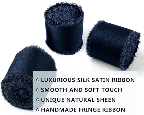 Vista 31 de Burgundy Dark Red Silk Ribbon 1-1/2 Inch x 21Yds Handmade Fringe Silky Chiffon Frayed Fabric Ribbon for Gift Wrapping, Flower Bouquet, Wedding