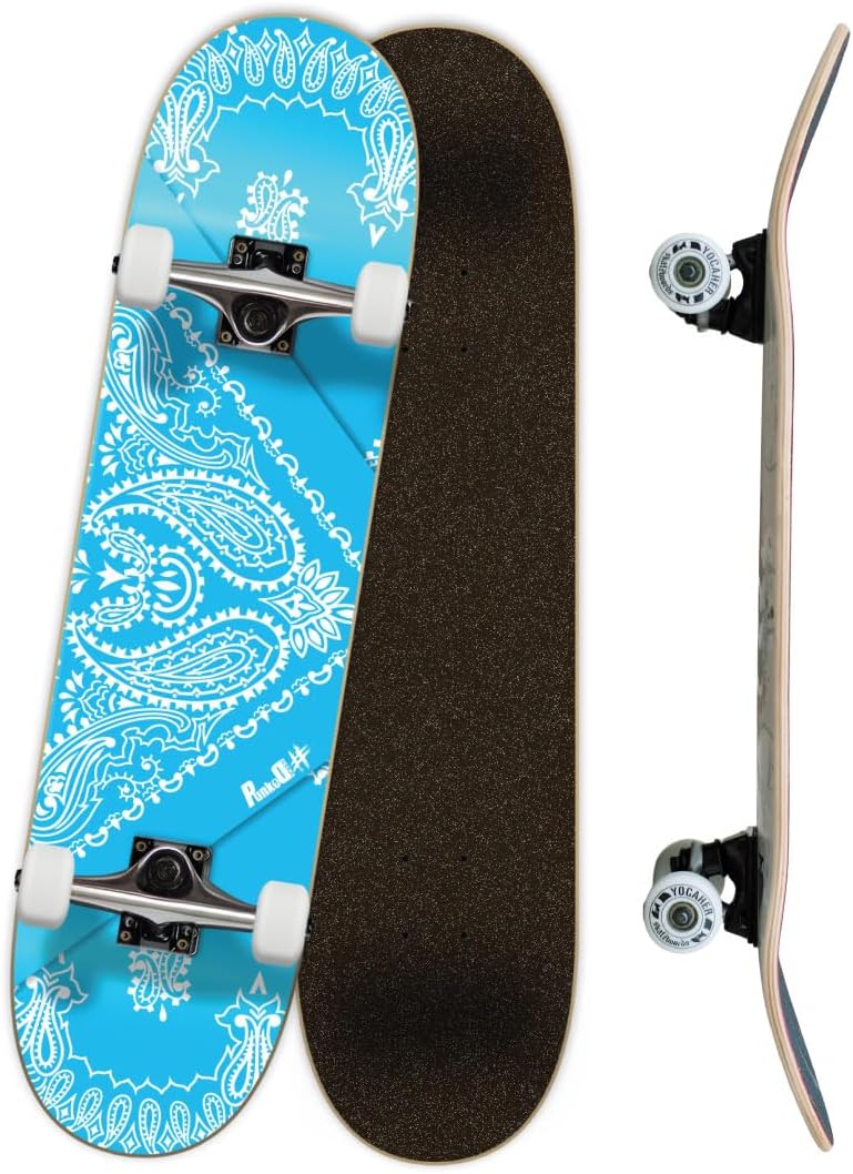 Yocaher Punked Complete Skateboard 7.75" x 31" Pro Skateboards with BlackWidow Grip Tape, Aluminum Alloy Truck, ABEC-7 Bearing, 54mm Skateboard Wheels