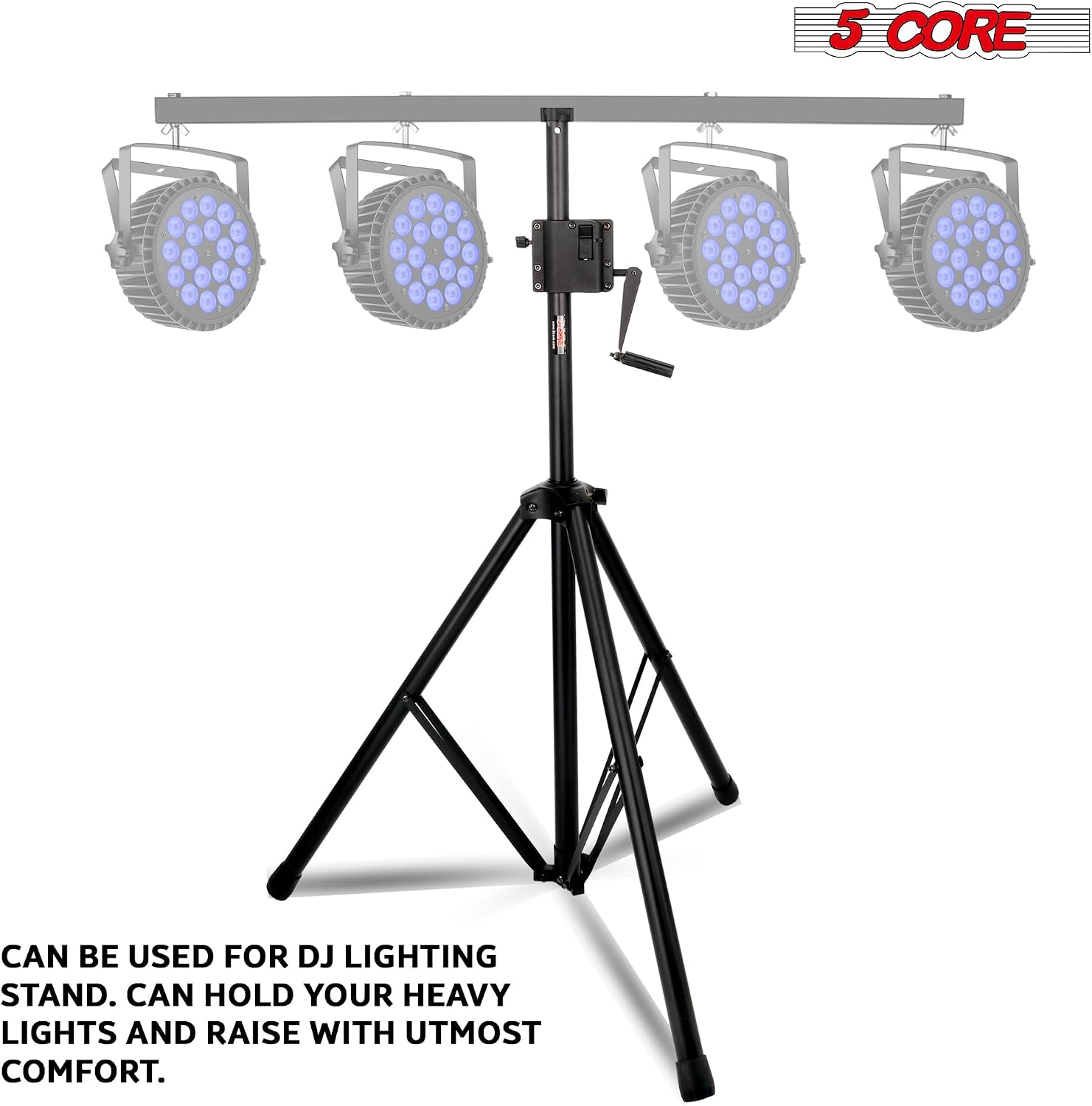 5 Core Speaker Stand Pair Crank Up Adjustable 82" Universal PA DJ Tripod Studio Monitor Stands Heavy Duty w 35mm Compatible Insert - SS HD Crank 2PCS