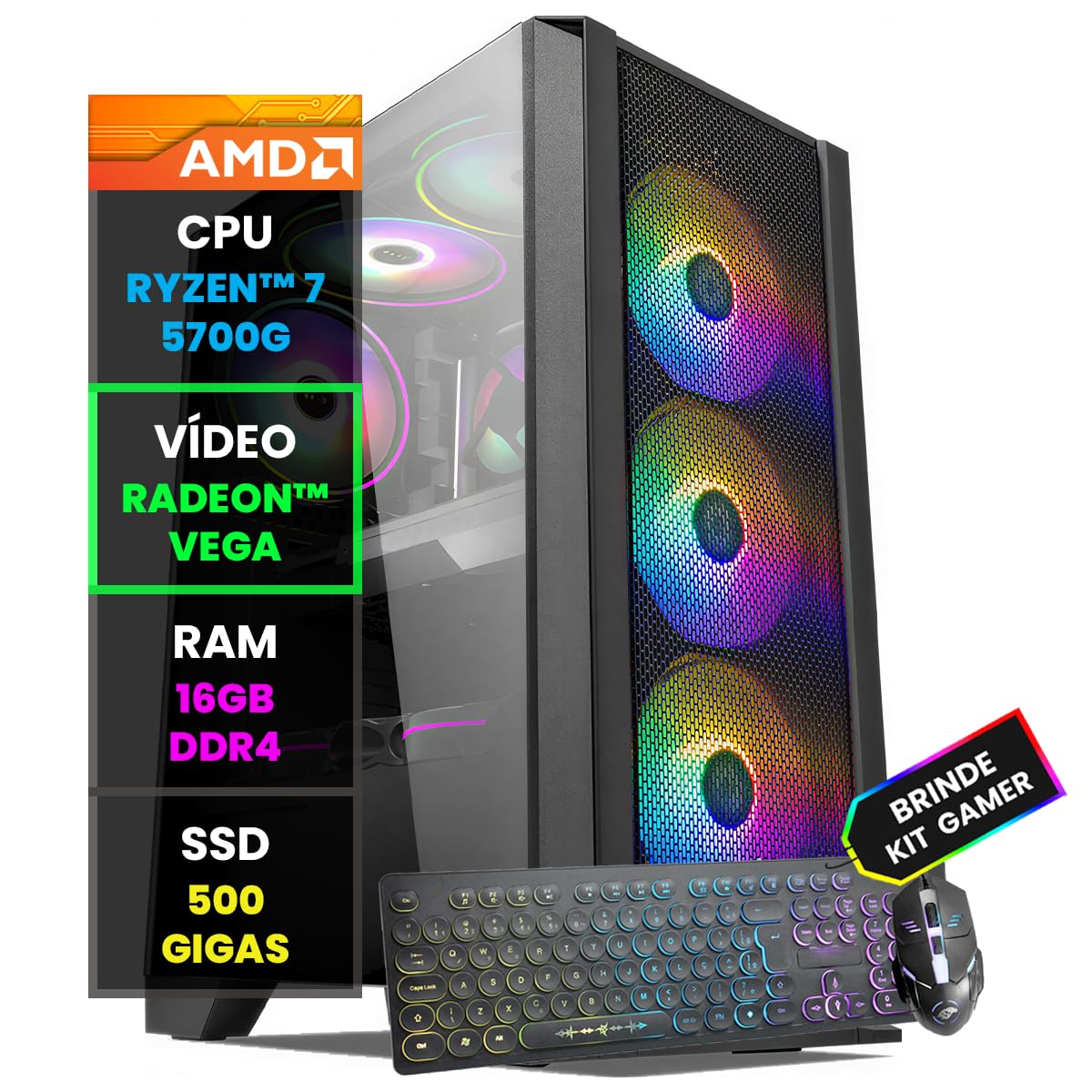 新品i5 13400/16G/SSD500/RX6650XT/Ofice2021 Pc Gamer Computador Completo NoLag® Amd Ryzen 7 5700G, Radeon