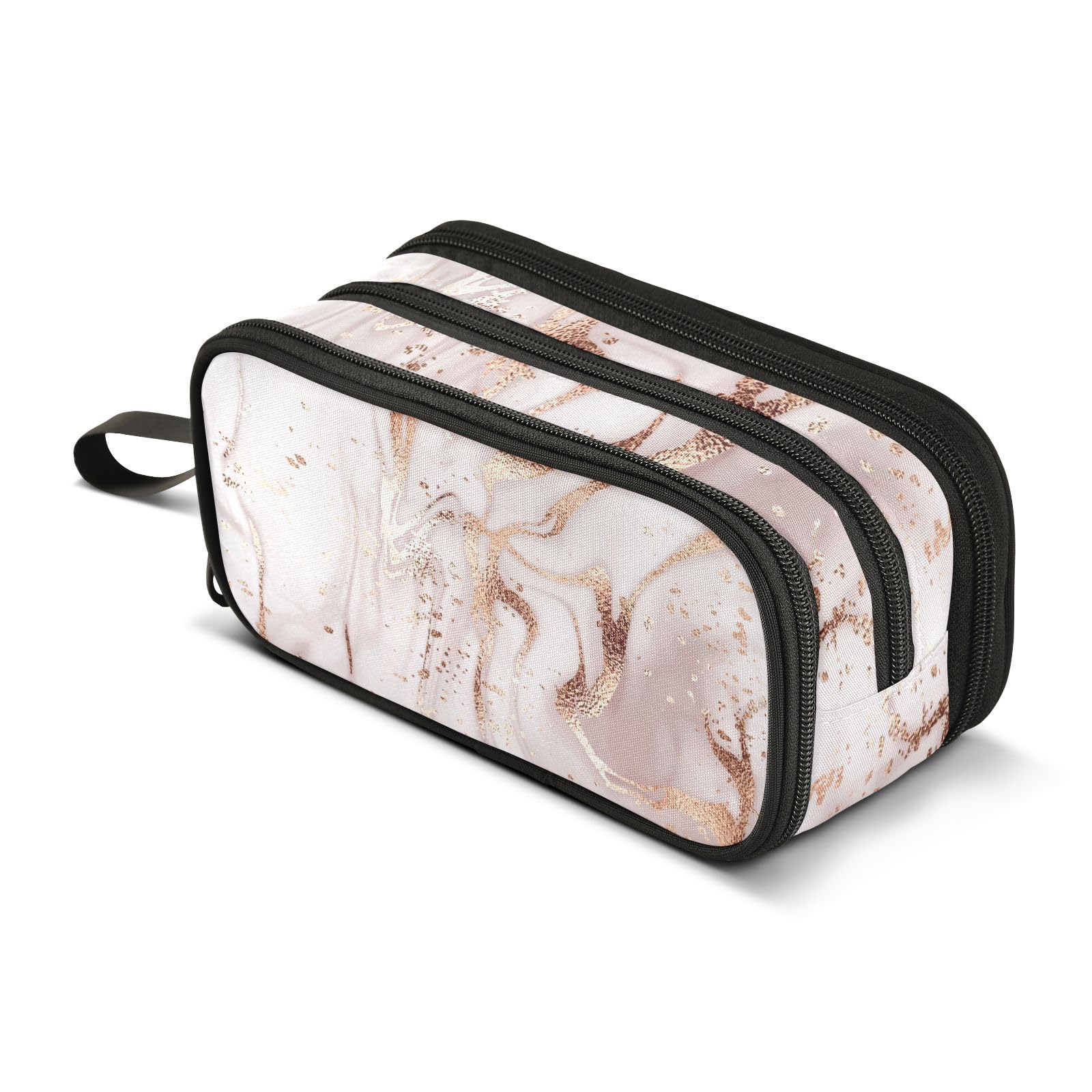 ISAOA Abstract Marble Pencil Cases,Rose Gold Marble Pattern Pen Pouch Bag Large Capacity Makeup Bag for Girls Boys Teens Students Middle School College Office