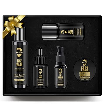 YEALIR Gifts for Men, Mens Anti-Aging Skin Care Kit - Retinol & Hyaluronic Acid Facial Care Set for Wrinkle Reduction, Deep Hydration & Firming | All Skin Types | Daily Routine for Men