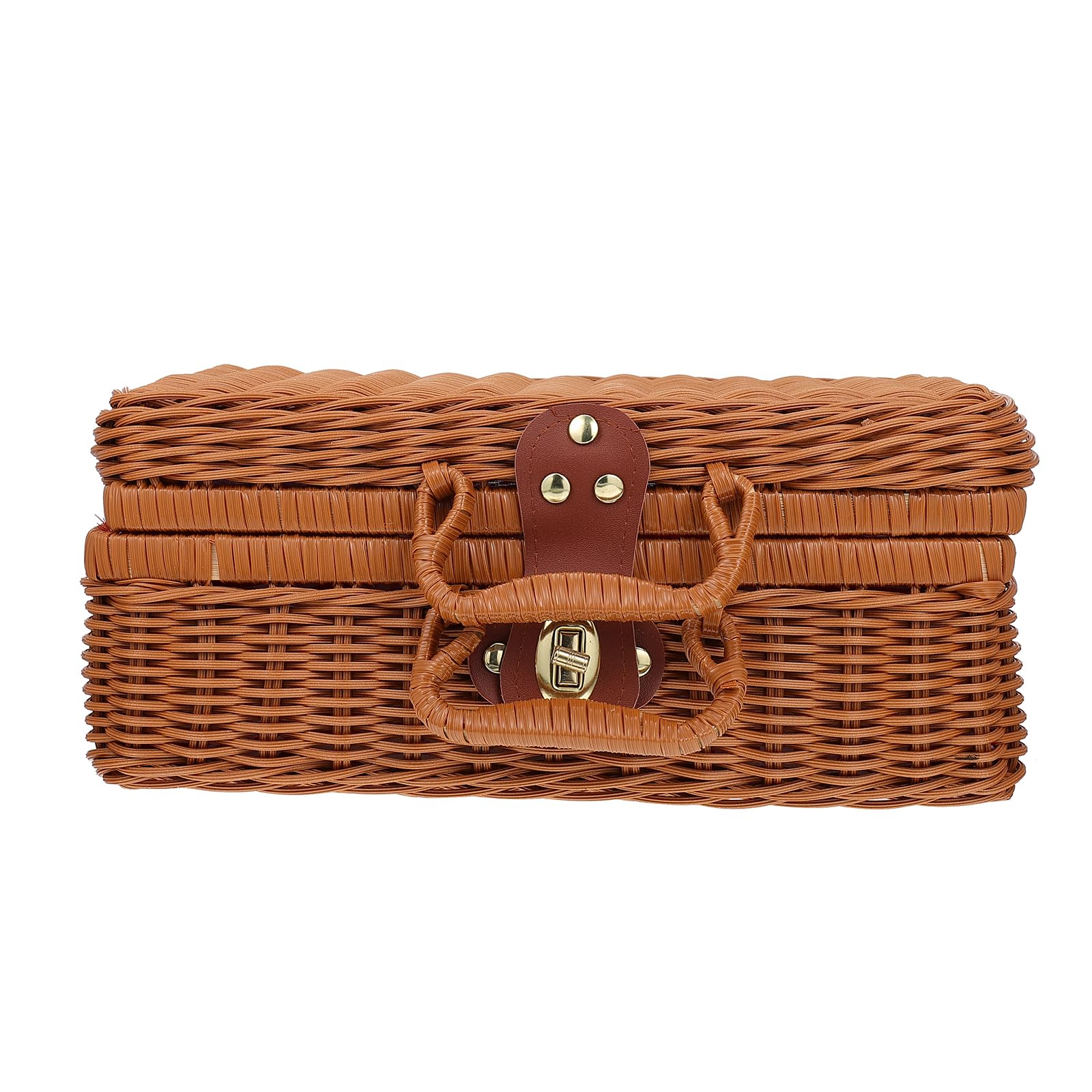 jojofuny Mobili in Rattan di Vimini Valigia Cesto di Vimini da Picnic Scatola di Immagazzinaggio di Paglia con Manici Scatola di Immagazzinaggio del Rattan Valigia di Corsa di Vimini Bin
