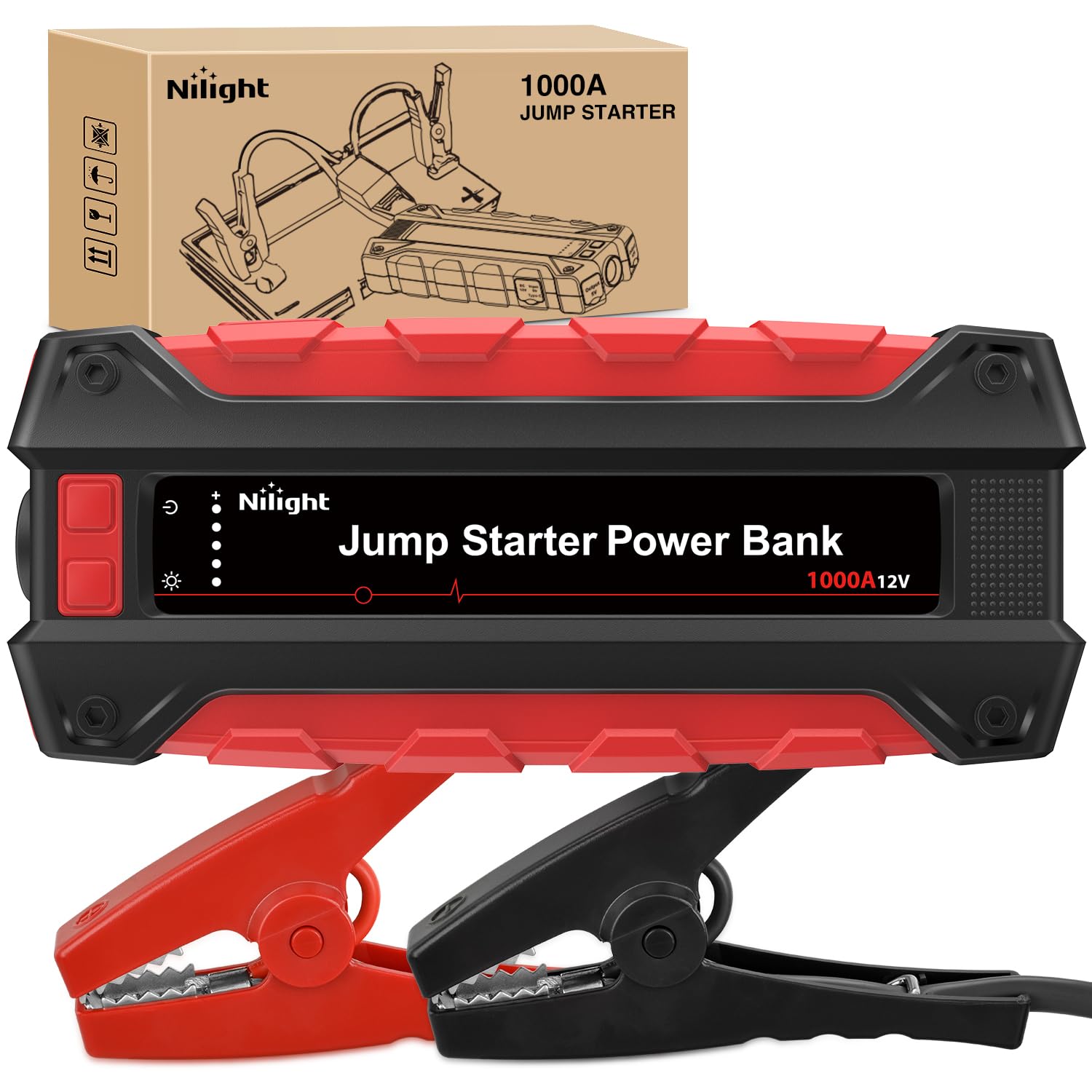 Nilight 1000A Car Battery Jump Starter Up to 6.0L Gas /4.0L Diesel Engines