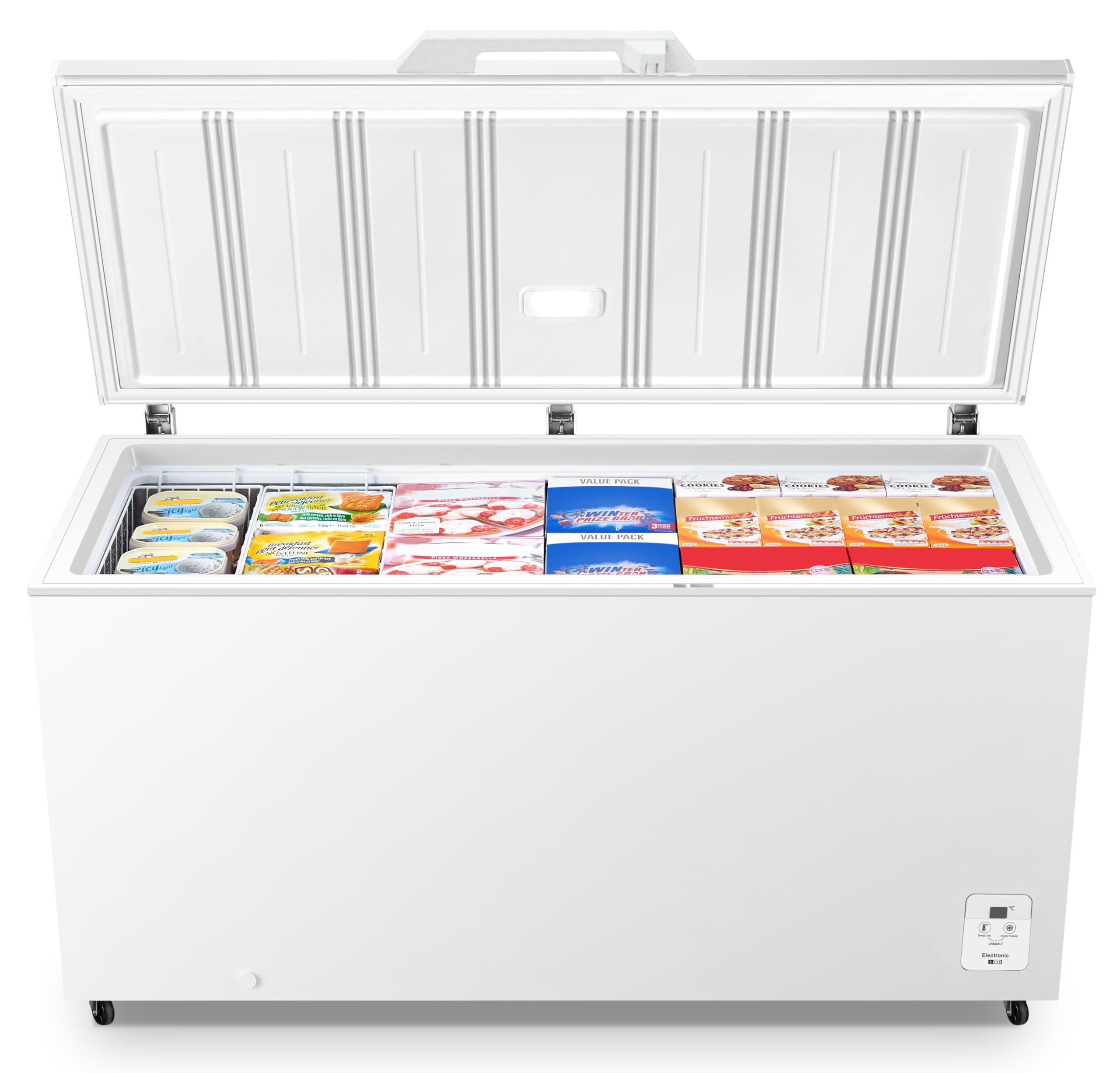 SCHOEPF – GT500S Gefriertruhe 500 L – Weiß – 84,70 x 164,60 x 71,70 cm – Schnellgefrieren - 40 dB – 295 kWh/Jahr – LED-Beleuchtung – Freistehend - Türschloss