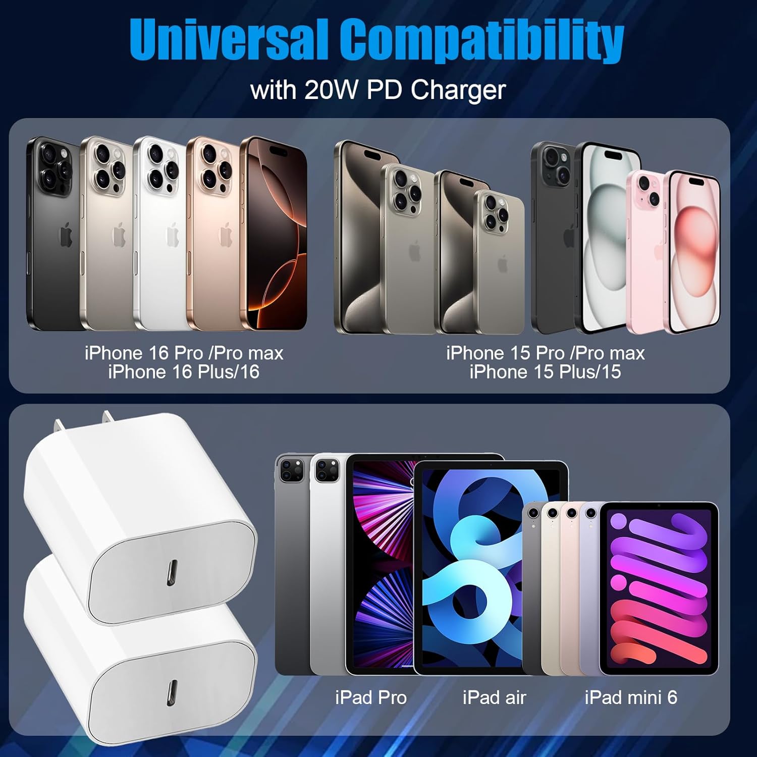 Charger for iPhone 16 15 Fast Charger, 20W USB C Fast Charging Block with 10FT Long USB C Charging Cable Cord for iPhone 16/16 Pro/16 Pro Max/15 Pro/15 Plus,iPad 12.9/11/10.9/iPad Air 5 4/iPad mini 6