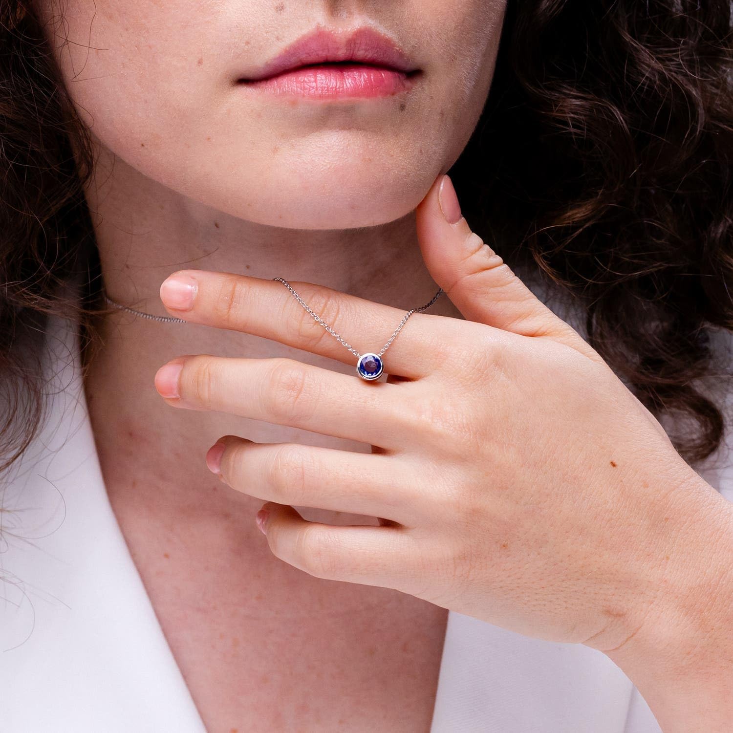 Angara Natural Tanzanite Solitaire Pendant for Women | Bezel-Set Round Tanzanite Solitaire Pendant in 14K Solid Gold/Platinum With 18" Chain | December Birthday, Anniversary, Gemstone Jewelry Gift - Image 5