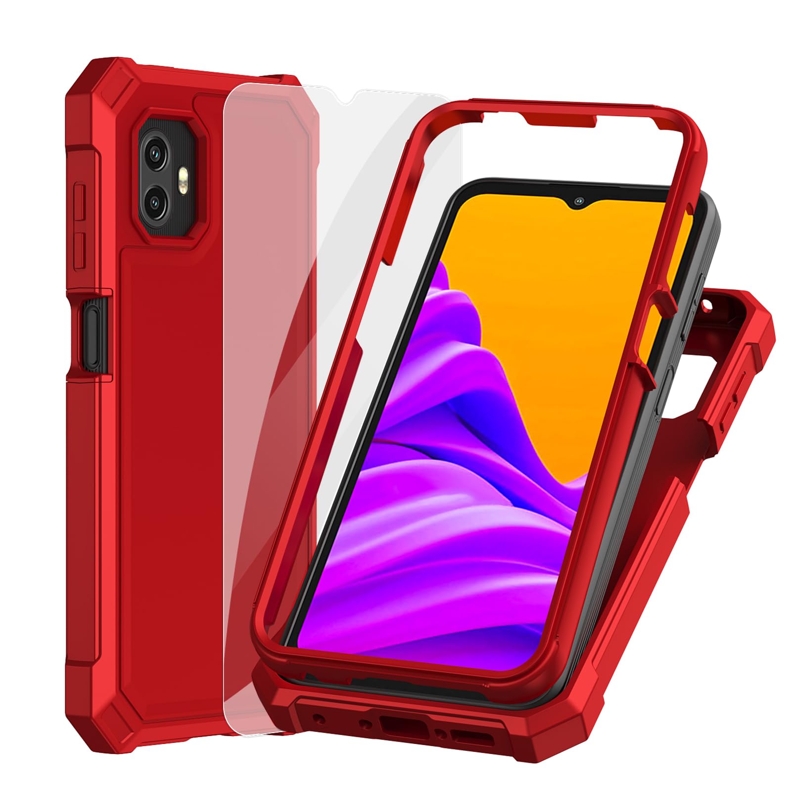 Funda Galaxy Xcover 6 Pro roja Ailiber con protector pantalla de doble capa TPU 8