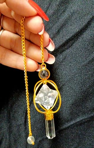 Miniatura 2 de Péndulo de Merkaba giratorio de cuarzo de cristal azabache de 2.5 pulgadas para terapia Jet International Crystal de 40 páginas, cuaderno de