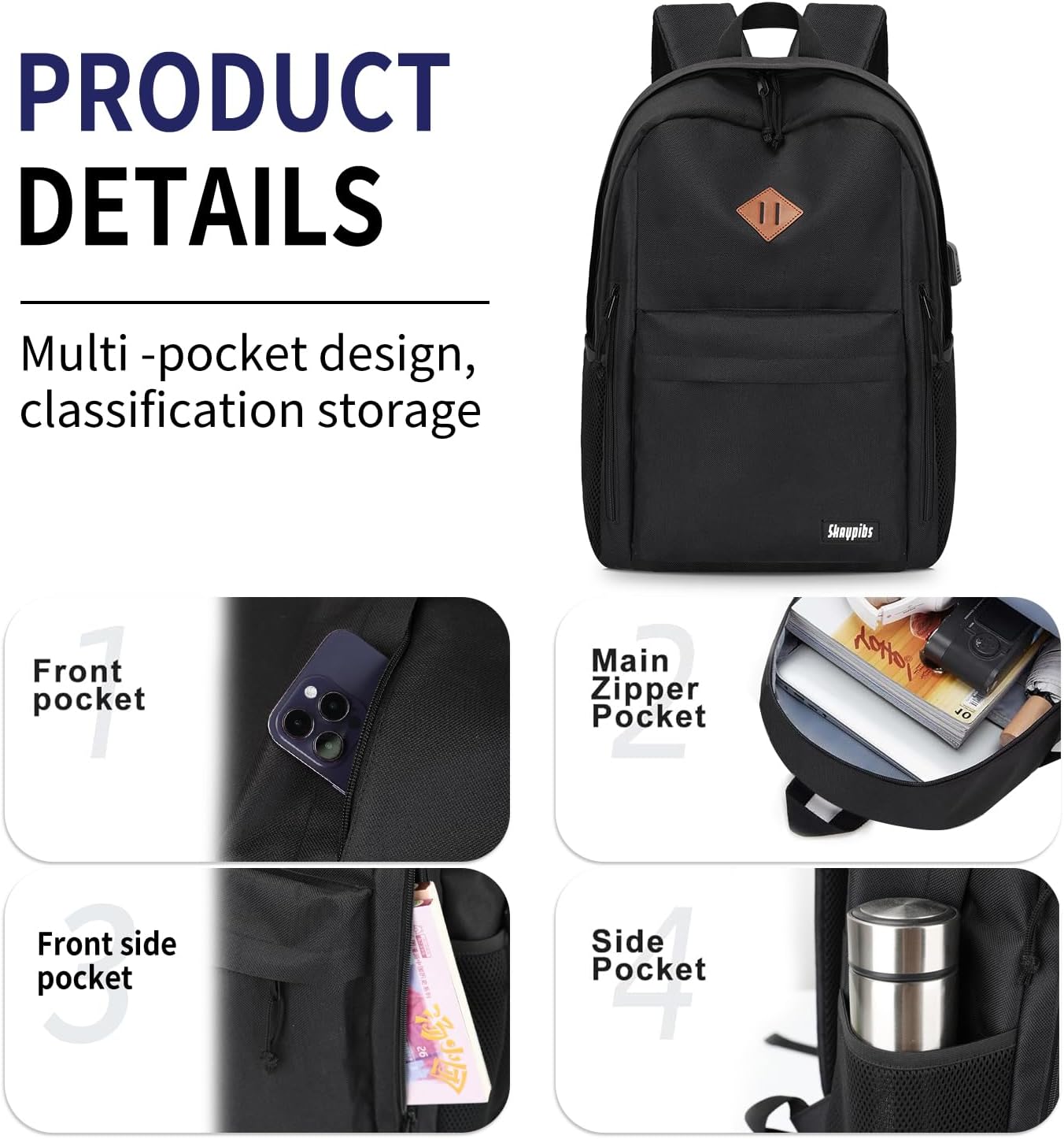 Lightweight Black Backpack for School, Backpack for Teen Boys Girls, Middle Colloge High School Backpack for Women Men, Simple Daypack Bookbag, Kids Book Bag, Mochilas Escolares para